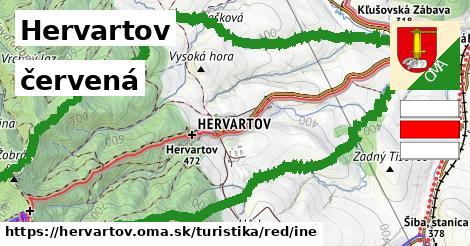 Hervartov Turistické trasy červená iná