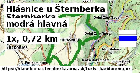 Hlásnice u Šternberka Turistické trasy modrá hlavná