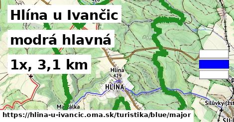Hlína u Ivančic Turistické trasy modrá hlavná