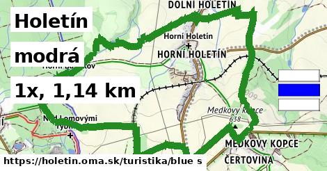 Holetín Turistické trasy modrá 