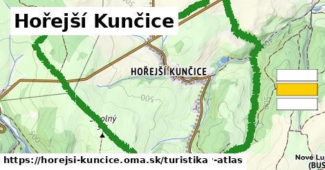 Hořejší Kunčice Turistické trasy  