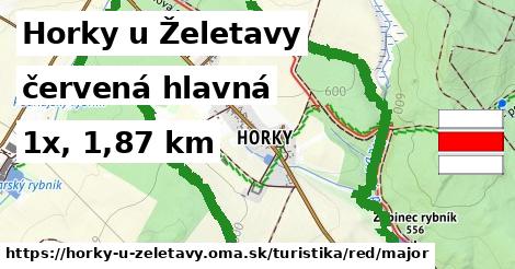 Horky u Želetavy Turistické trasy červená hlavná
