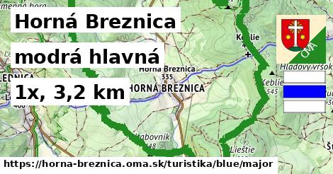 Horná Breznica Turistické trasy modrá hlavná