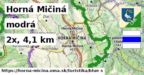 Horná Mičiná Turistické trasy modrá 