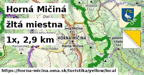 Horná Mičiná Turistické trasy žltá miestna