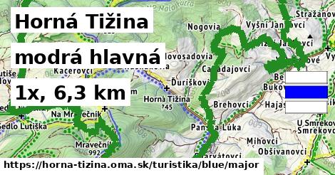 Horná Tižina Turistické trasy modrá hlavná