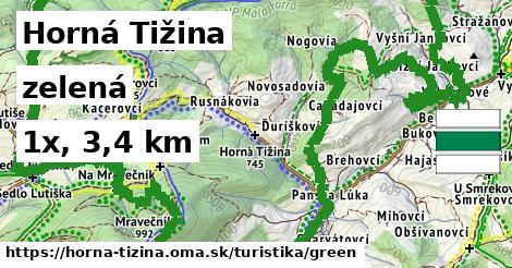 Horná Tižina Turistické trasy zelená 