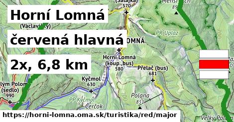 Horní Lomná Turistické trasy červená hlavná