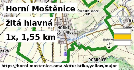 Horní Moštěnice Turistické trasy žltá hlavná