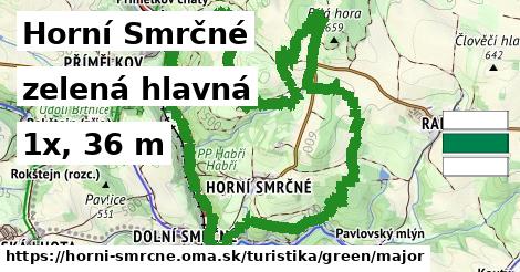 Horní Smrčné Turistické trasy zelená hlavná