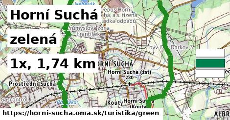 Horní Suchá Turistické trasy zelená 