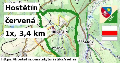Hostětín Turistické trasy červená 