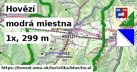 Hovězí Turistické trasy modrá miestna