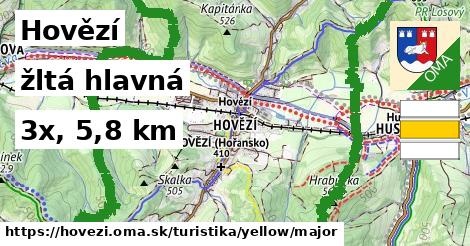 Hovězí Turistické trasy žltá hlavná