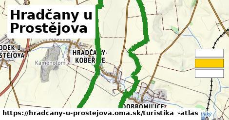Hradčany u Prostějova Turistické trasy  