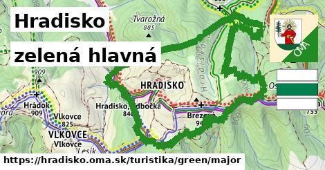 Hradisko Turistické trasy zelená hlavná