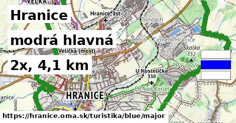 Hranice Turistické trasy modrá hlavná