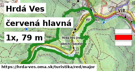 Hrdá Ves Turistické trasy červená hlavná