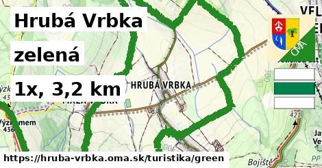 Hrubá Vrbka Turistické trasy zelená 