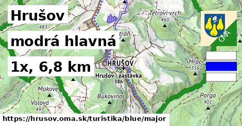 Hrušov Turistické trasy modrá hlavná