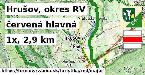 Hrušov, okres RV Turistické trasy červená hlavná