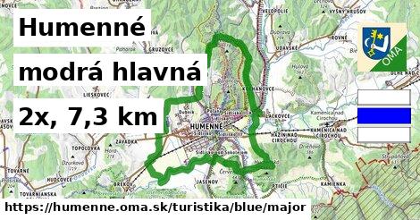 Humenné Turistické trasy modrá hlavná