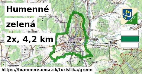 Humenné Turistické trasy zelená 