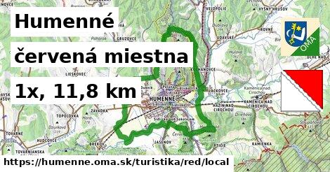 Humenné Turistické trasy červená miestna