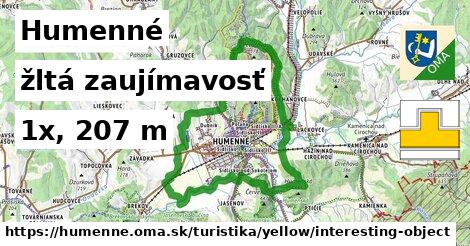 Humenné Turistické trasy žltá zaujímavosť