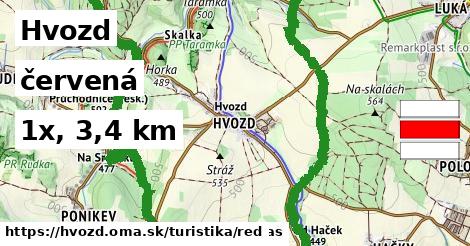 Hvozd Turistické trasy červená 