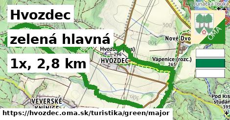Hvozdec Turistické trasy zelená hlavná