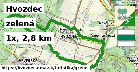 Hvozdec Turistické trasy zelená 