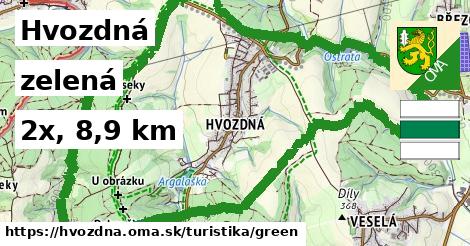 Hvozdná Turistické trasy zelená 