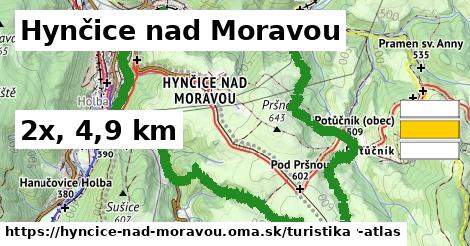 Hynčice nad Moravou Turistické trasy  