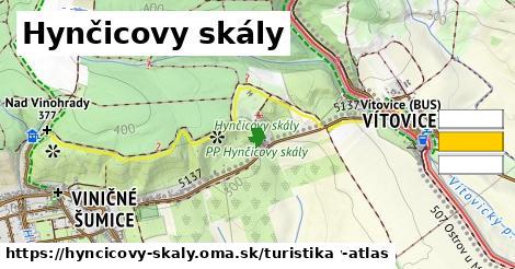 Hynčicovy skály Turistické trasy  