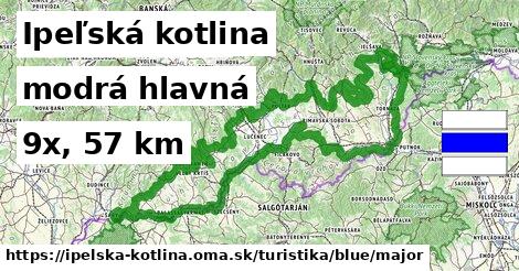 Ipeľská kotlina Turistické trasy modrá hlavná