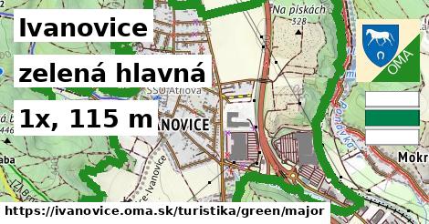 Ivanovice Turistické trasy zelená hlavná