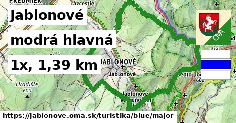 Jablonové Turistické trasy modrá hlavná