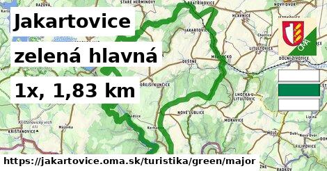 Jakartovice Turistické trasy zelená hlavná