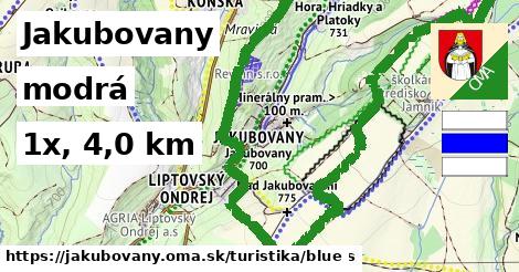 Jakubovany Turistické trasy modrá 