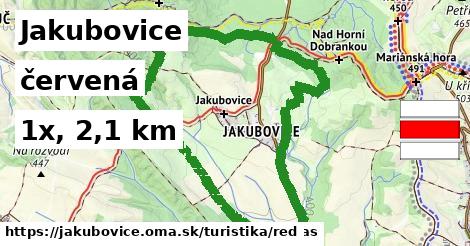 Jakubovice Turistické trasy červená 