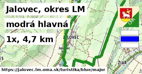 Jalovec, okres LM Turistické trasy modrá hlavná