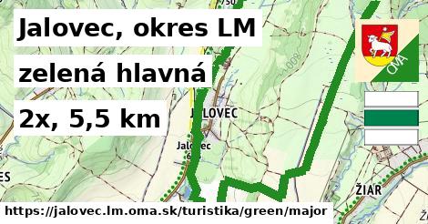 Jalovec, okres LM Turistické trasy zelená hlavná
