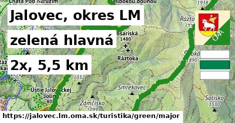 Jalovec, okres LM Turistické trasy zelená hlavná