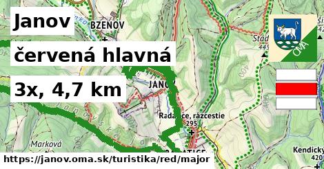 Janov Turistické trasy červená hlavná