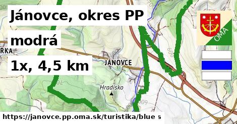 Jánovce, okres PP Turistické trasy modrá 