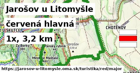 Jarošov u Litomyšle Turistické trasy červená hlavná