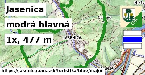 Jasenica Turistické trasy modrá hlavná