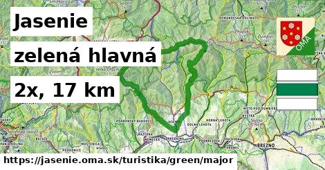 Jasenie Turistické trasy zelená hlavná