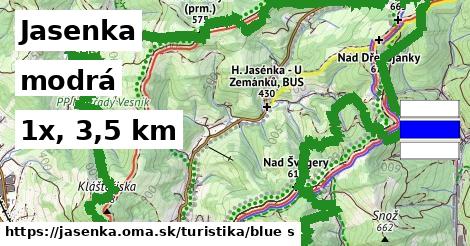 Jasenka Turistické trasy modrá 